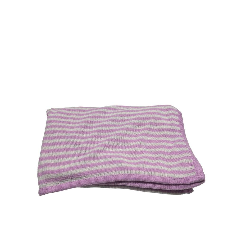 VINTAGE LULLABY CLUB Pink Stripe Chenille BABY BLANKET 34x40 Flaws